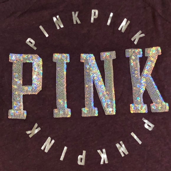 NWOT Pink by Victoria Secret Purple Marl BLINGY 💎Baseball Tee SZ M - Picture 3 of 4